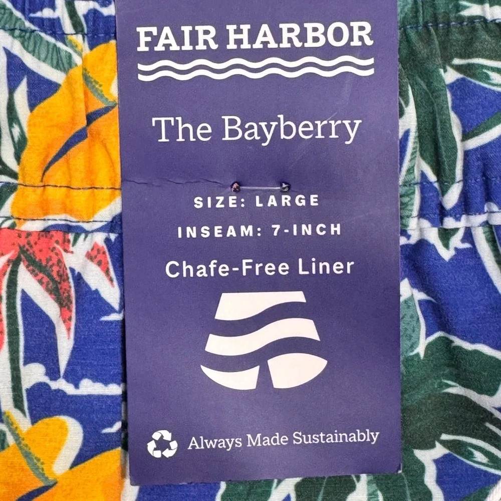 Fair Harbor The Bayberry Mens Swim Trunks Blue Tropical Palm 7